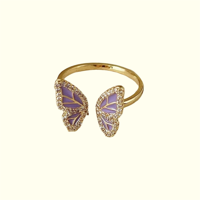 Purple Butterfly Enamel  Ring